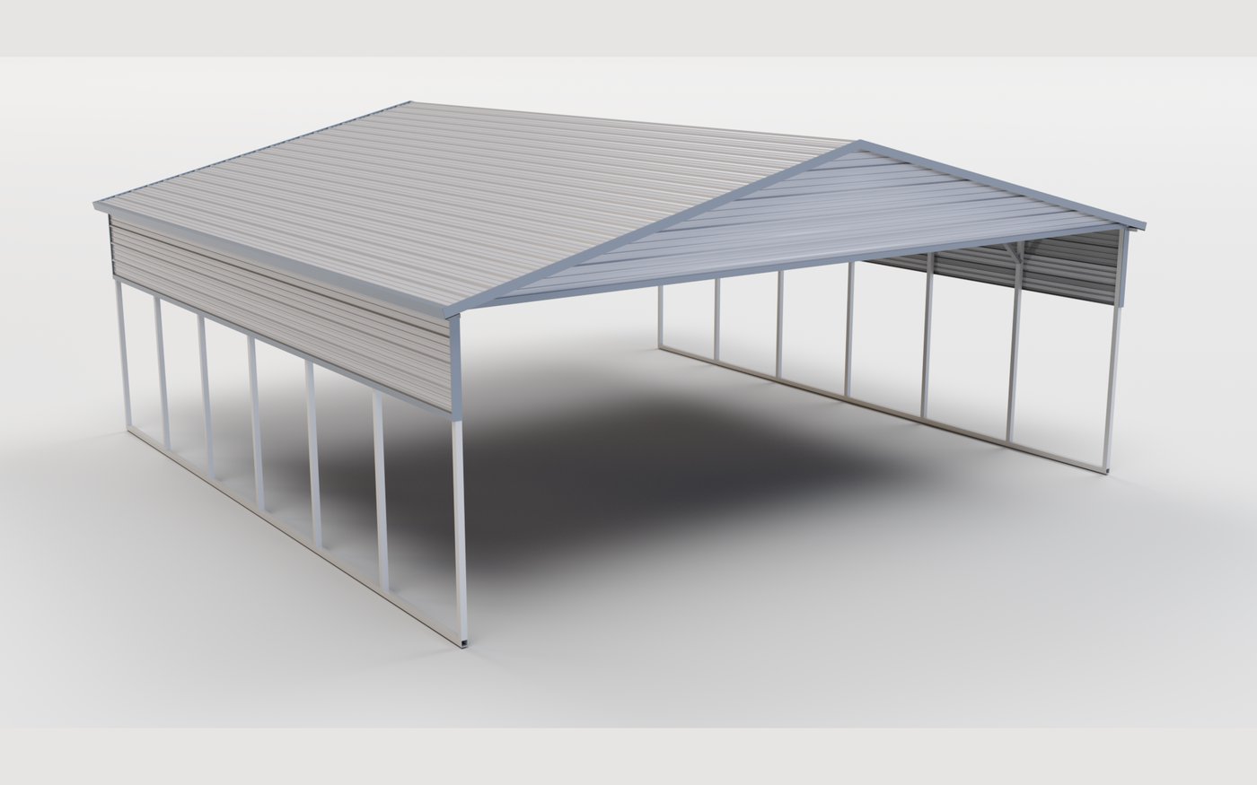 MaxSteel boxed-eave carport, Pewter Gray