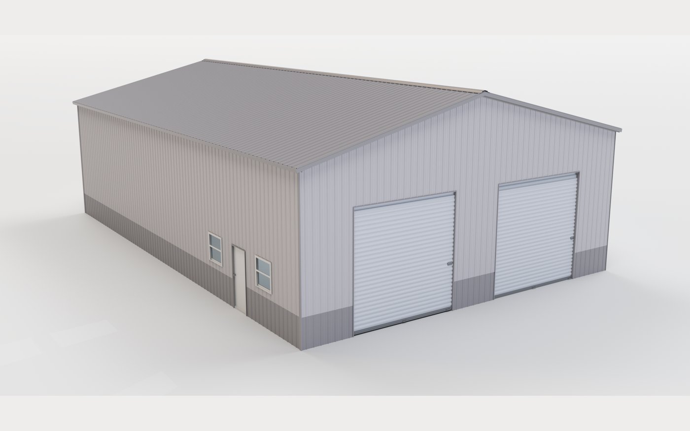 MaxSteel commercial building, Light Stone with Charcoal wainscot